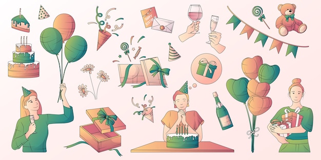 Conjunto de iconos de cumpleaños