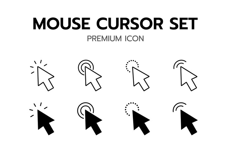 Vector conjunto de íconos del cursor icones del vector de clic del ratón iconos del puntero de la mano conjunto del icono del cursor