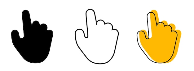 Conjunto de iconos del cursor de la mano