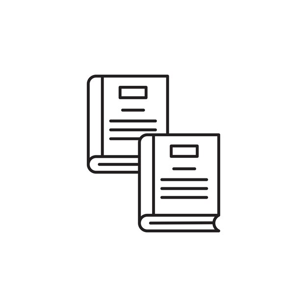 Conjunto de iconos de datos de referencia Libros de aprendizaje Knwoledge en un estilo lleno y delineado en negro Sello de libro de estudio plano
