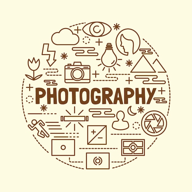 conjunto de iconos de delgada línea de fotografía minimalista