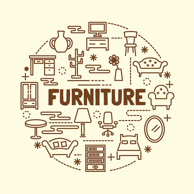 conjunto de iconos de delgada línea de muebles mínimos
