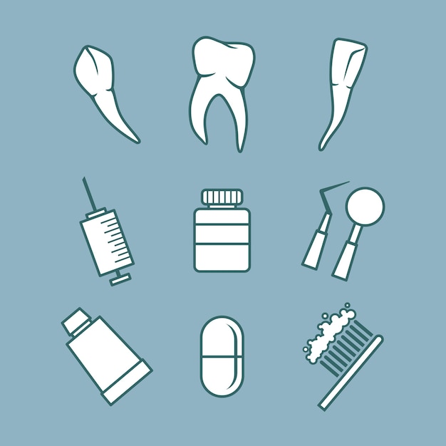 Conjunto de iconos de dentista