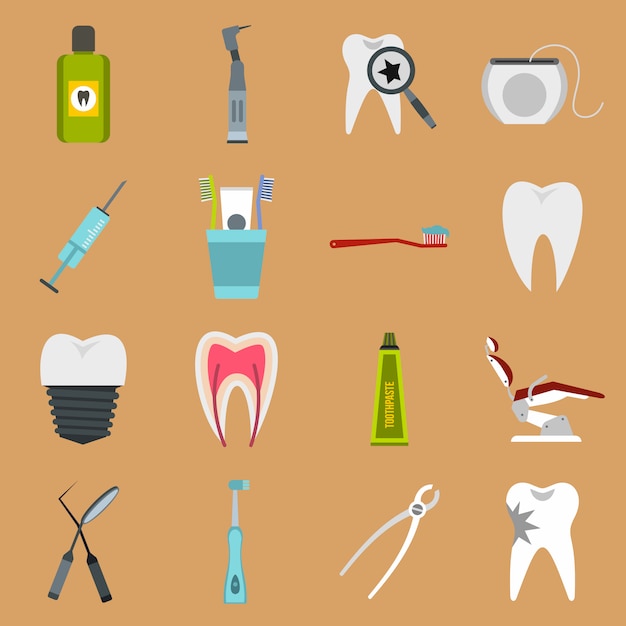 Conjunto de iconos de dentista