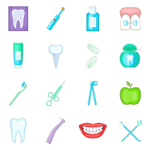 Vector conjunto de iconos de dentista