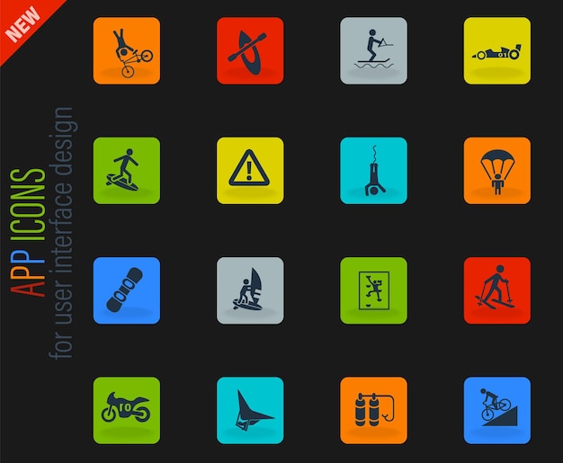 Vector conjunto de iconos de deporte extremo