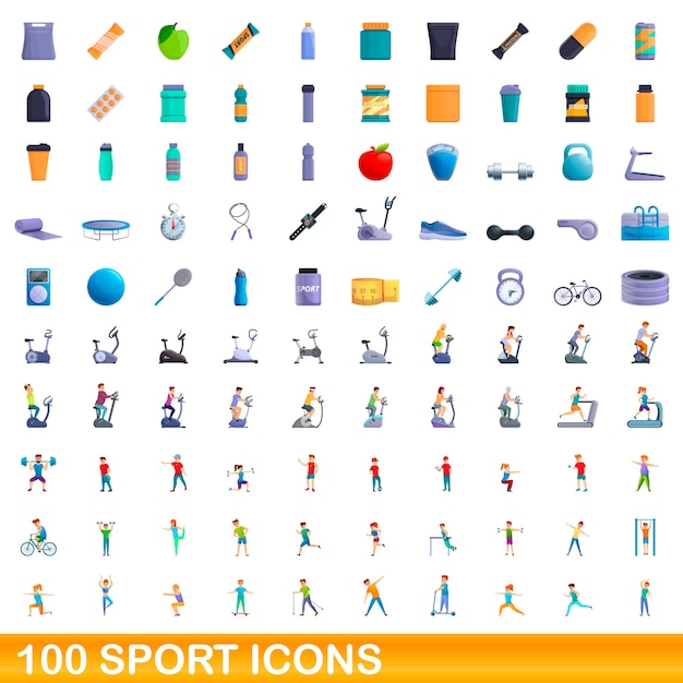 Vector conjunto de iconos de deporte. ilustración de dibujos animados de iconos deportivos en fondo blanco