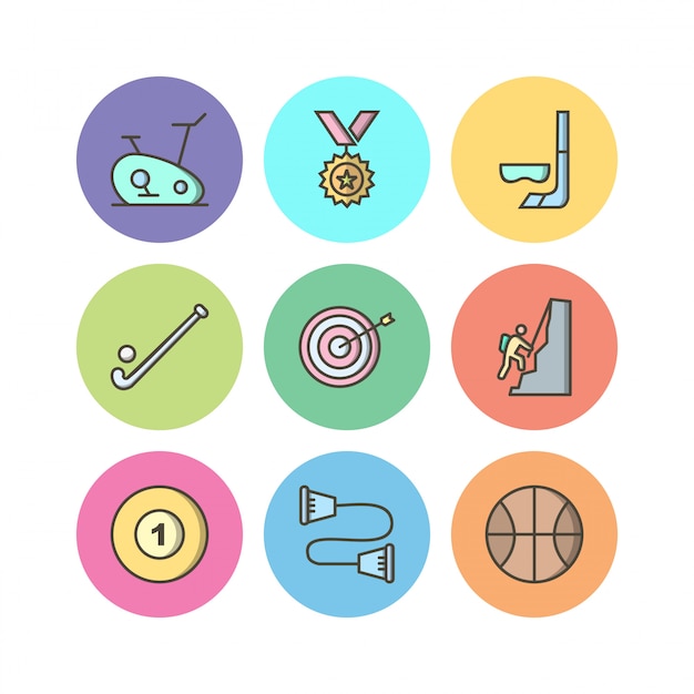 Conjunto de iconos de deportes y juegos para uso personal y comercial