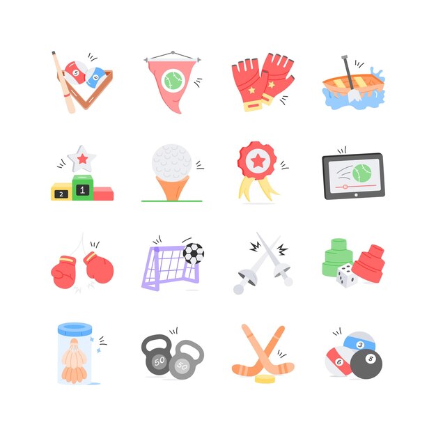 Este conjunto de iconos deportivos es perfecto para sitios web, aplicaciones y presentaciones