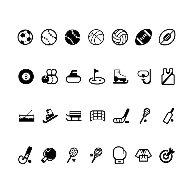 Vector conjunto de iconos deportivos paquete de iconos de estilo de arte de línea simple