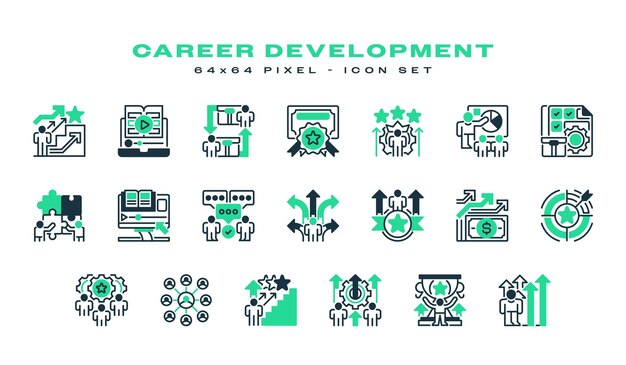 Conjunto de íconos de desarrollo de carrera Símbolo premium creativo universal plantilla de icona de signo vectorial