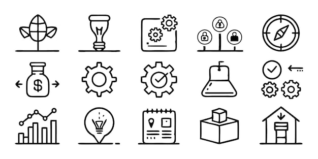 Conjunto de iconos de desarrollo de productos Ilustración vectorial