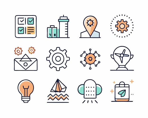 Conjunto de iconos de desarrollo de productos Ilustración vectorial
