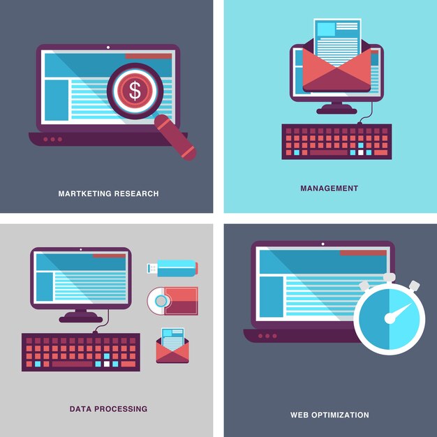Conjunto de iconos de desarrollo SEO