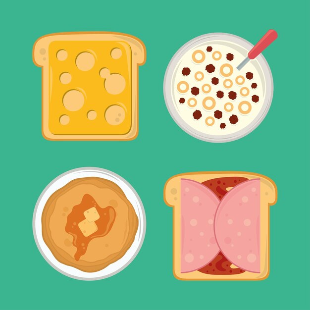 Vector conjunto de iconos de desayuno