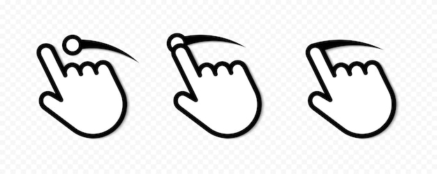 Conjunto de iconos de deslizamiento Deslizar la mano Gesto de deslizamiento de la mano Iconos gráficos vectoriales aislados