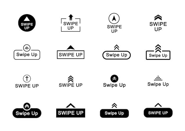 Conjunto de iconos de deslizar hacia arriba Botones de flecha hacia arriba Iconos de deslizar hacia arriba para historias de redes sociales