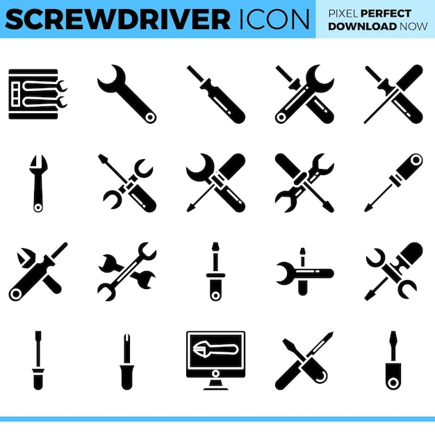 Conjunto de iconos de destornillador vectorial
