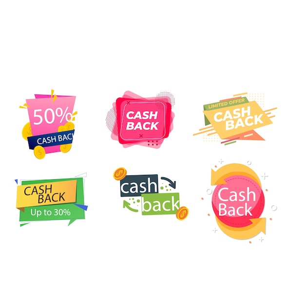 Conjunto de iconos de devolución de dinero Colorosa colección de pancartas de devolución del dinero Señales de reembolso de dinero Devolución de dinero de p