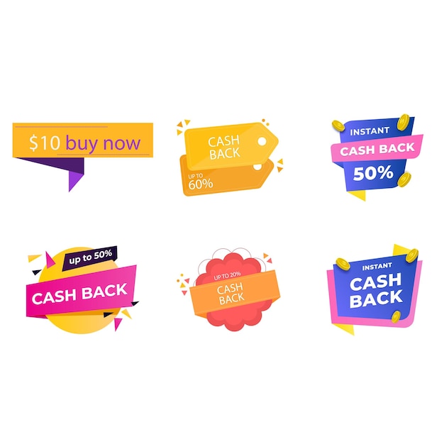 Conjunto de iconos de devolución de dinero Colorosa colección de pancartas de devolución del dinero Señales de reembolso de dinero Devolución de dinero de p