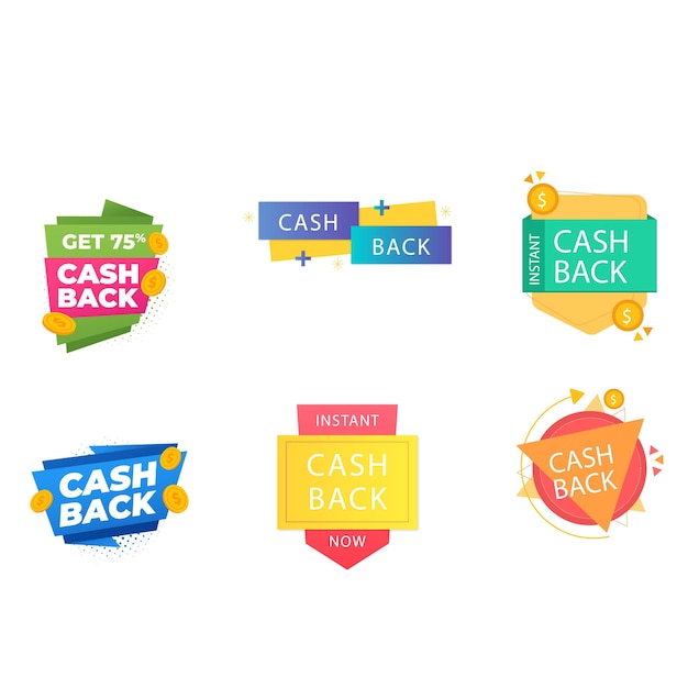 Conjunto de iconos de devolución de dinero Colorosa colección de pancartas de devolución del dinero Señales de reembolso de dinero Devolución de dinero de p