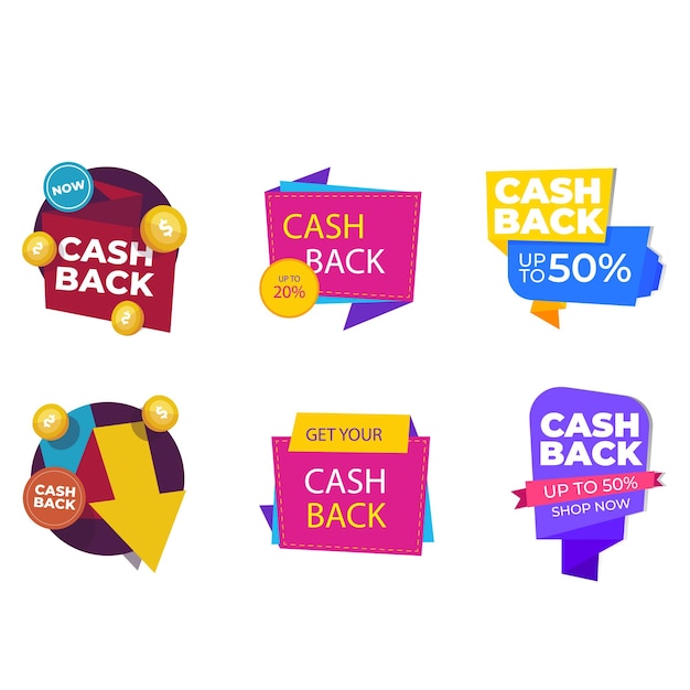 Conjunto de iconos de devolución de dinero Colorosa colección de pancartas de devolución del dinero Señales de reembolso de dinero Devolución de dinero de p