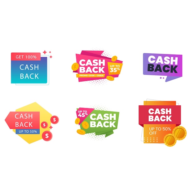 Conjunto de iconos de devolución de dinero Colorosa colección de pancartas de devolución del dinero Señales de reembolso de dinero Devolución de dinero de p