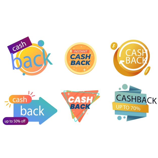 Conjunto de iconos de devolución de dinero Colorosa colección de pancartas de devolución del dinero Señales de reembolso de dinero Devolución de dinero de p