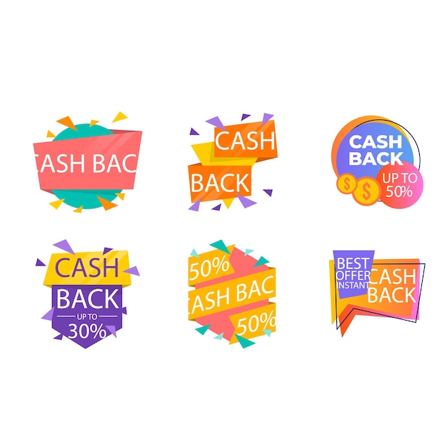 Conjunto de iconos de devolución de dinero Colorosa colección de pancartas de devolución del dinero Señales de reembolso de dinero Devolución de dinero de p