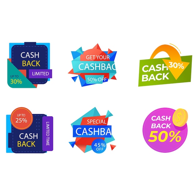 Conjunto de iconos de devolución de dinero Colorosa colección de pancartas de devolución del dinero Señales de reembolso de dinero Devolución de dinero de p