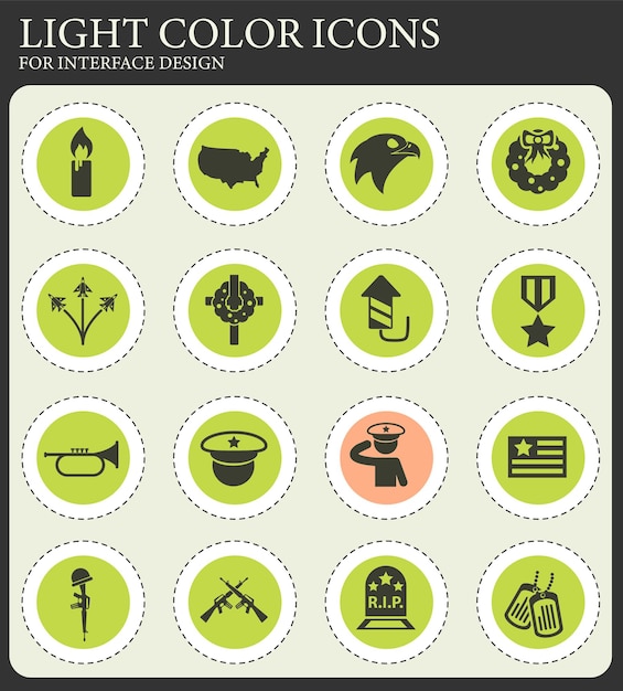 conjunto de iconos del día de los caídos