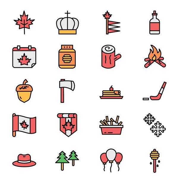 Vector conjunto de iconos del día de canadá