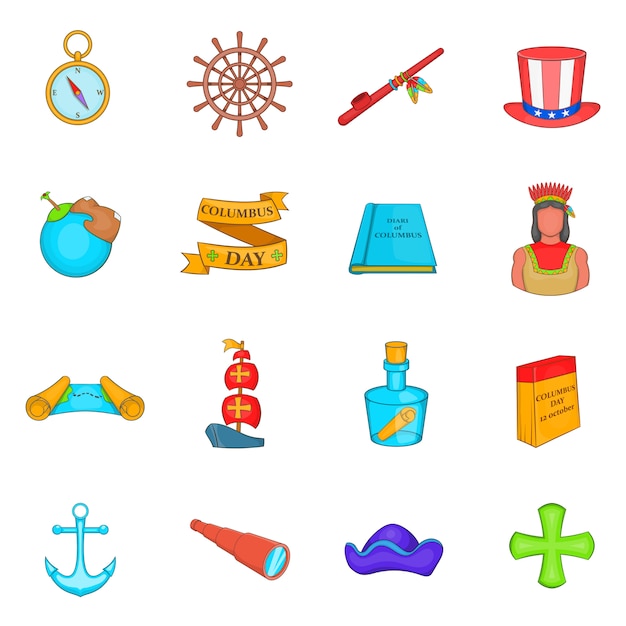 Conjunto de iconos del día de Colón