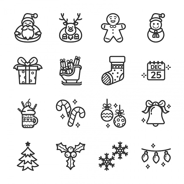 Vector conjunto de iconos del día de navidad