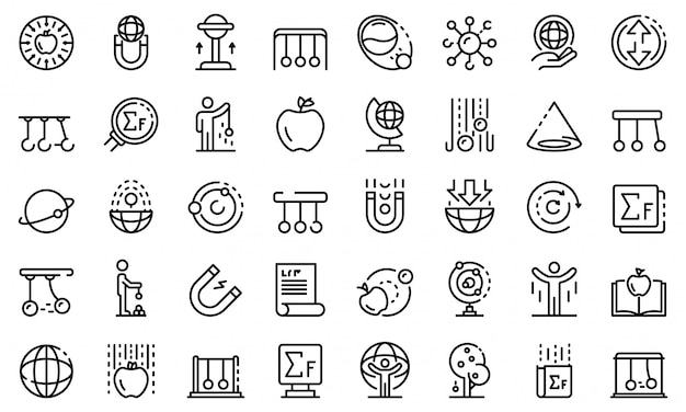 Conjunto de iconos del día de Newton