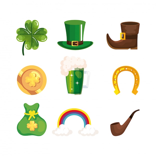 Vector conjunto de iconos del día de san patricio