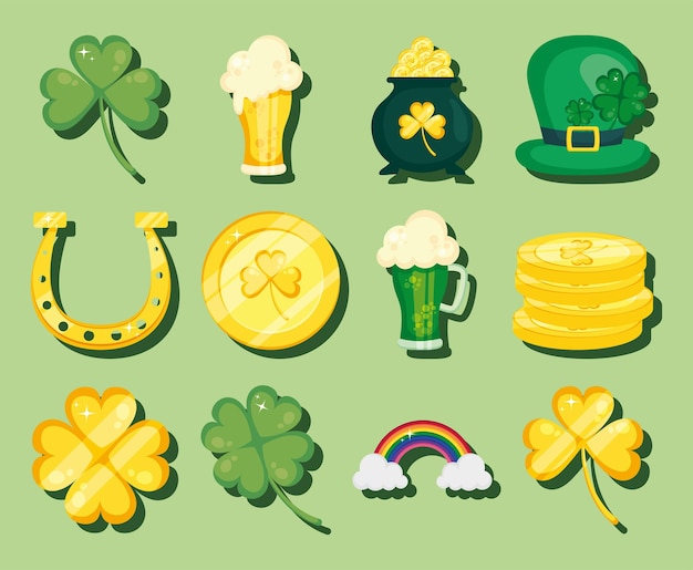 Vector conjunto de iconos del día de san patricio