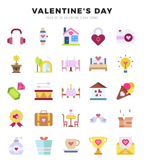 conjunto de iconos Día de San Valentín para la ilustración vectorial de aplicaciones web