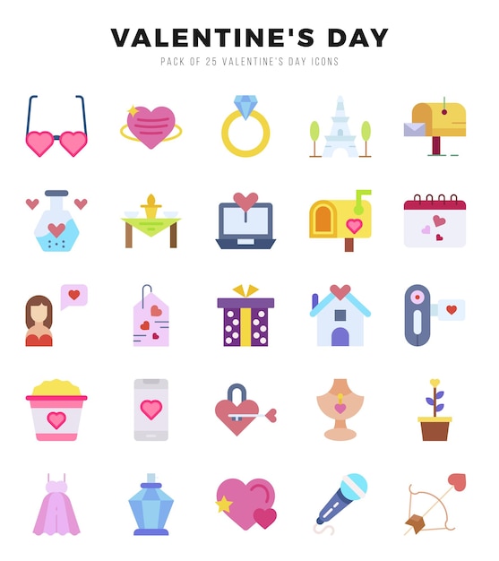 Conjunto de iconos del Día de San Valentín Ilustración vectorial
