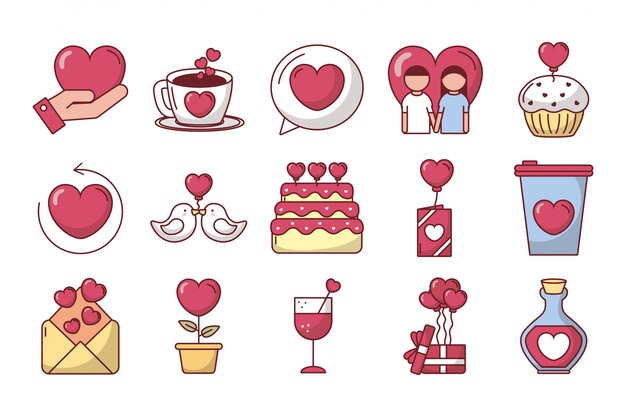 Conjunto de iconos de día de San Valentín