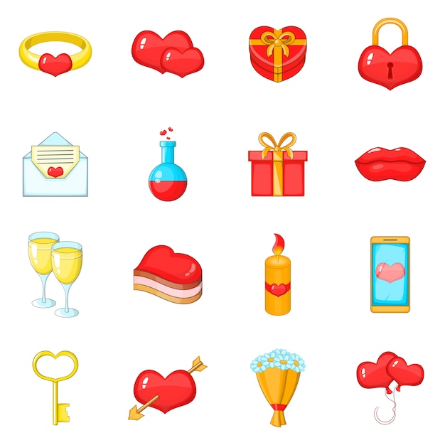 Conjunto de iconos de día de san valentín