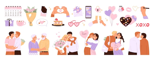 Conjunto de iconos de día de San Valentín