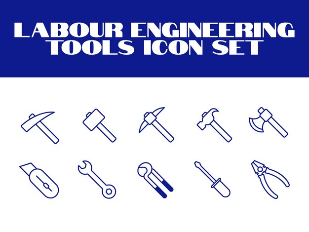 Conjunto de íconos del día del trabajo Iconos de herramientas laborales Ilustración gráfica vectorial Conjunto De íconos de línea de Ingeniería también