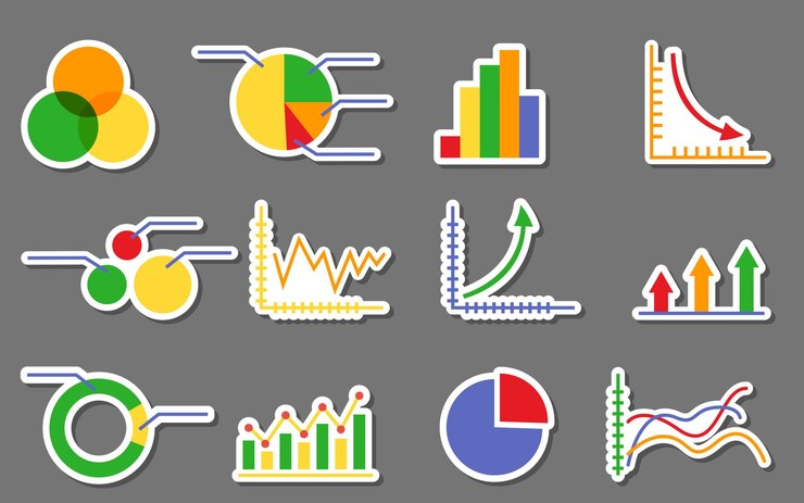 Vector conjunto de iconos de diagrama de infografías de negocios de gráfico gráfico