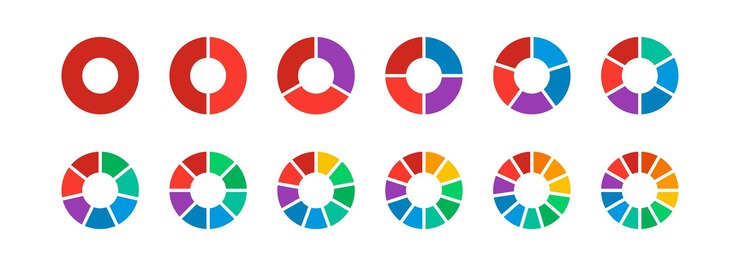 Vector conjunto de iconos de diagrama de rueda de colores símbolo de gráfico circular vector eps 10
