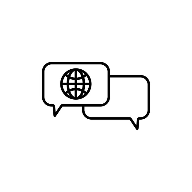 Conjunto de íconos de diálogo global Wrold Símbolo vectorial de viajes de negocios en un estilo negro lleno y delineado en todo el mundo Comentario Signo de visita