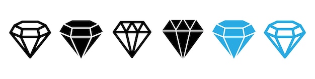 Conjunto de íconos de diamante Línea y silueta Ilustración vectorial