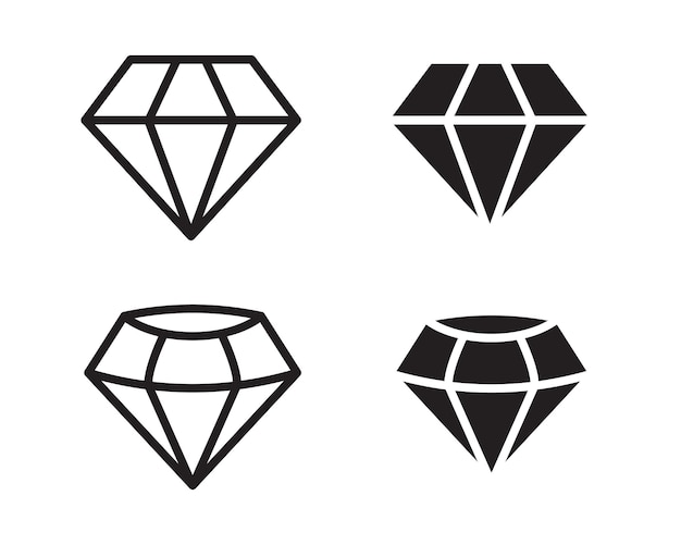 Conjunto de iconos de diamantes vectoriales Diseño plano de símbolos de diamantes