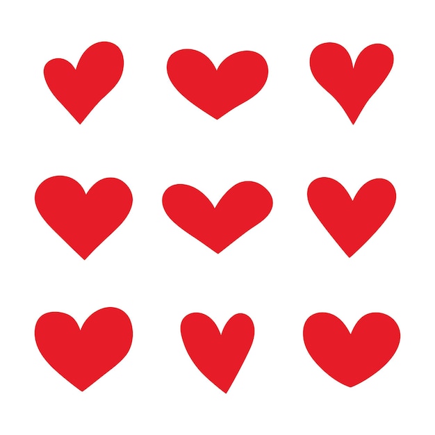 Conjunto de iconos dibujados a mano de corazón aislado sobre fondo blanco Para fondo de pantalla de póster y el día de San Valentín Colección de arte creativo de corazones