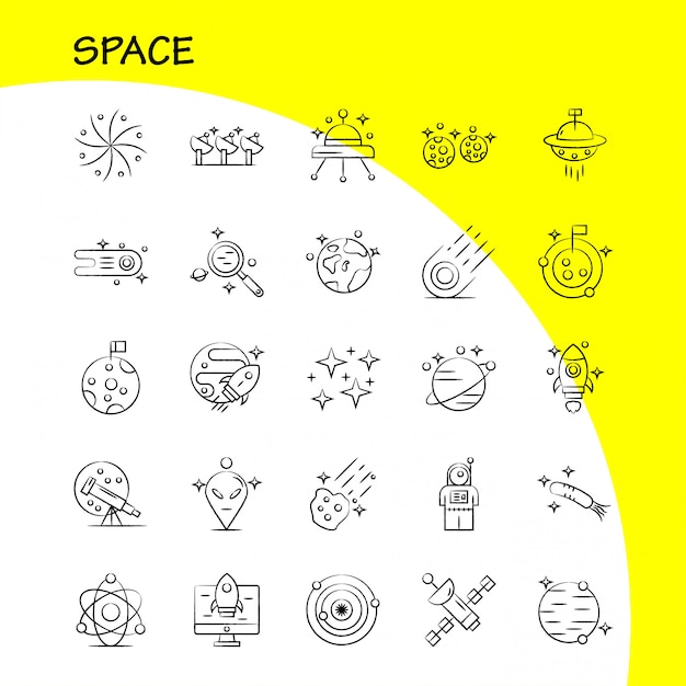 Conjunto de iconos dibujados a mano espacio
